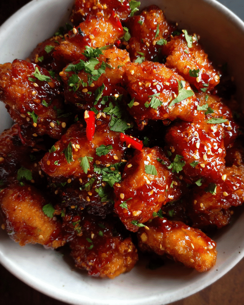 Sticky sweet chili chicken wings coated in glossy homemade sauce