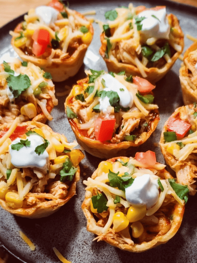 Golden cheesy chicken enchilada cups baked in a muffin tin