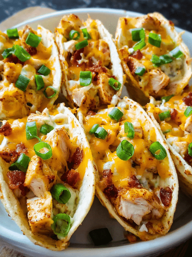 Chicken Ranch Nacho Boats topped with melted cheddar and green onions