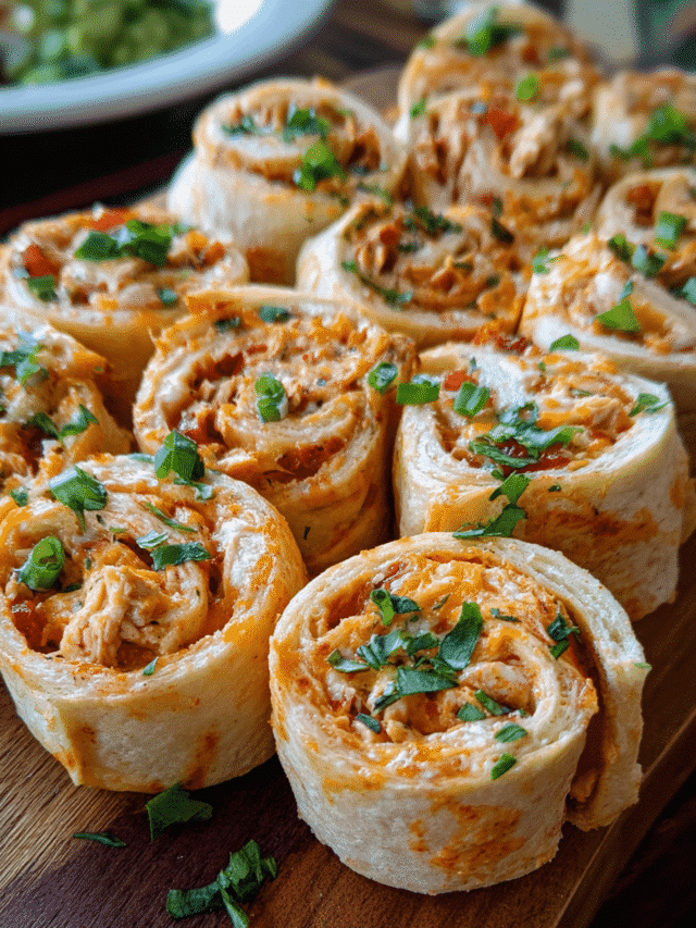 Easy Chicken Taco Pinwheels sliced on a serving platter