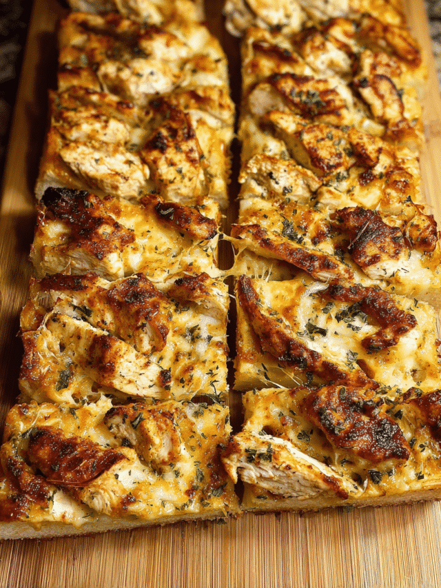 Viral Chicken Alfredo Garlic Bread sliced and served warm