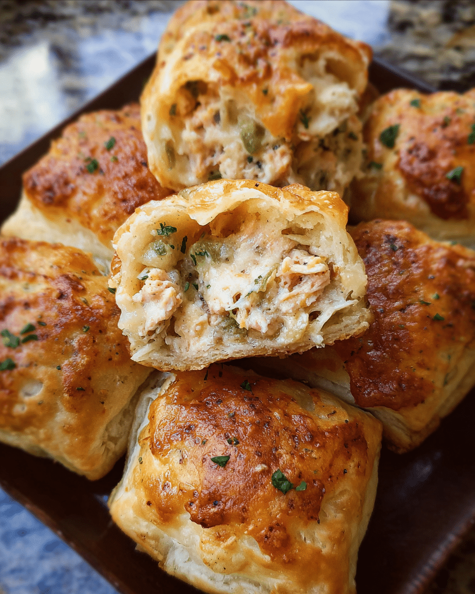 Golden air fryer chicken bacon ranch bombs on serving platter