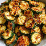 Crispy golden air fryer zucchini with parmesan seasoning