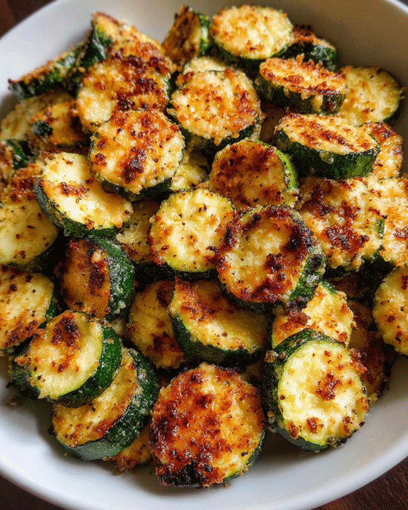 Crispy golden air fryer zucchini with parmesan seasoning