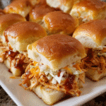 BBQ Chicken Slider Bites with melted cheddar and coleslaw
