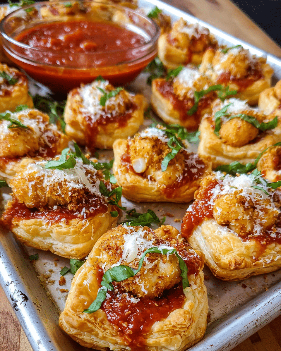 Chicken Parmesan Puff Pastry bites fresh from the oven
