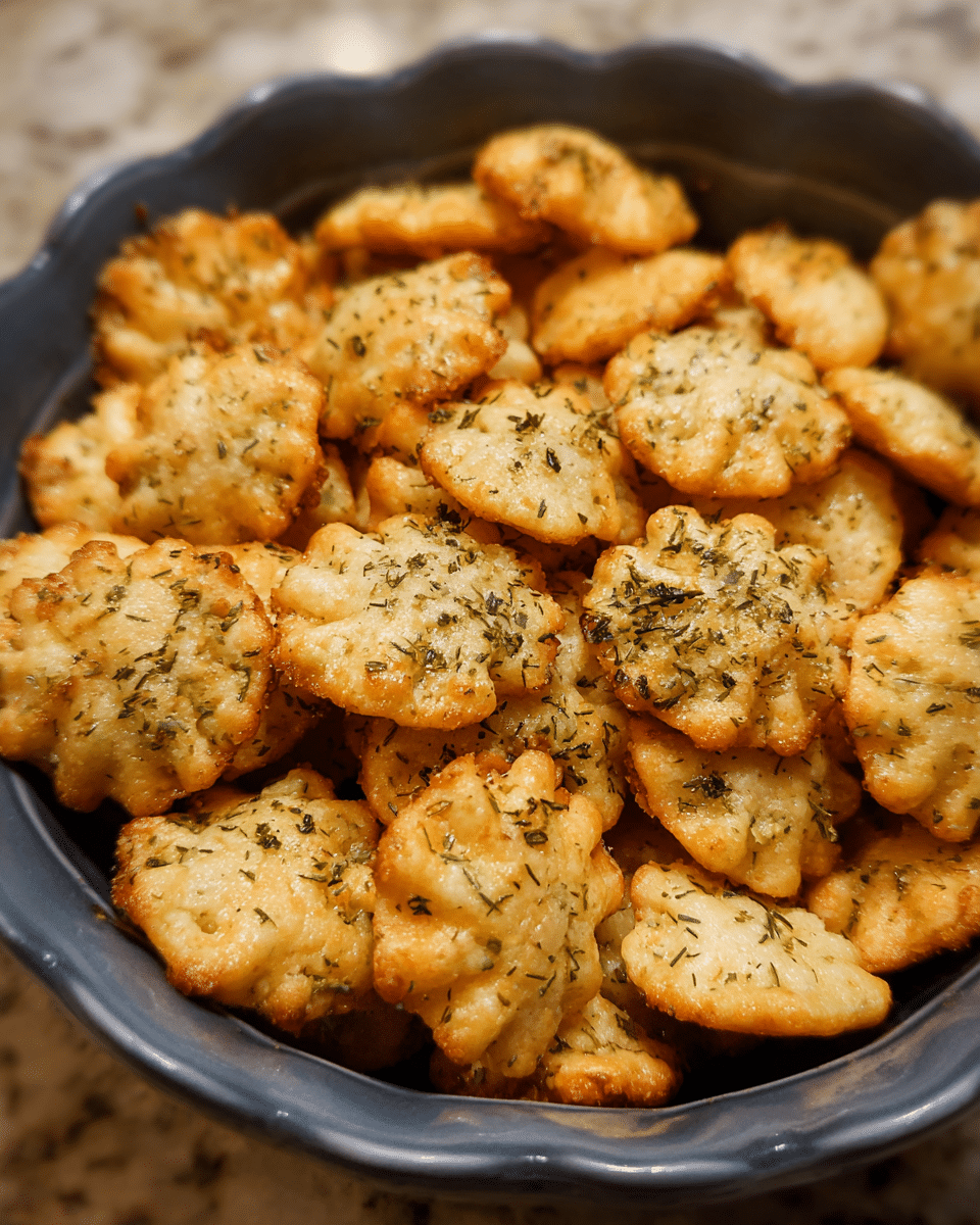 Deb’s Ranch Crackers baked with ranch seasoning and dill