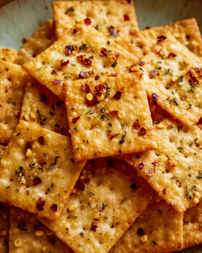 Fire crackers seasoned saltine crackers with ranch and red pepper