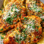 Garlic Knot Chicken Breasts cooked in garlic butter with parsley and parmesan