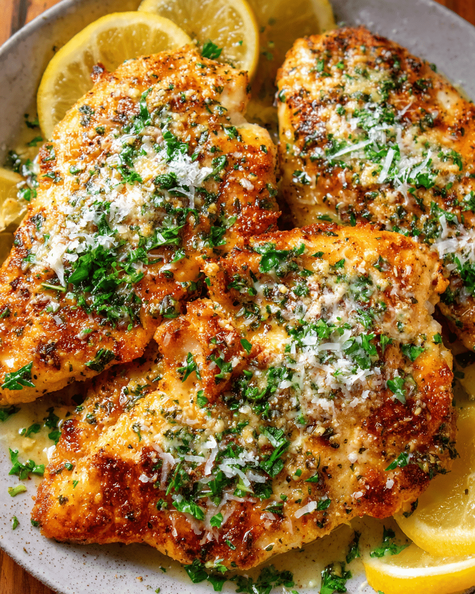Garlic Knot Chicken Breasts cooked in garlic butter with parsley and parmesan