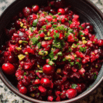 Gingery Cranberry Salsa made with fresh cranberries, herbs, and lime