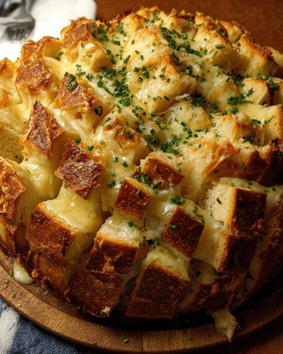 Party Cheese Bread fresh from oven with melted cheese