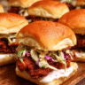 Crispy Spicy Chicken Sliders (Mini) with coleslaw and pickles