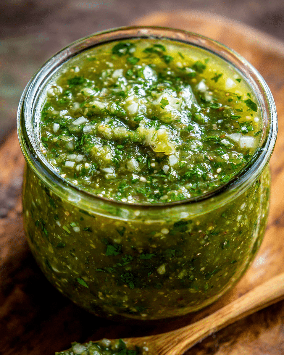 Fresh homemade tomatillo salsa verde in a bowl with tortilla chips
