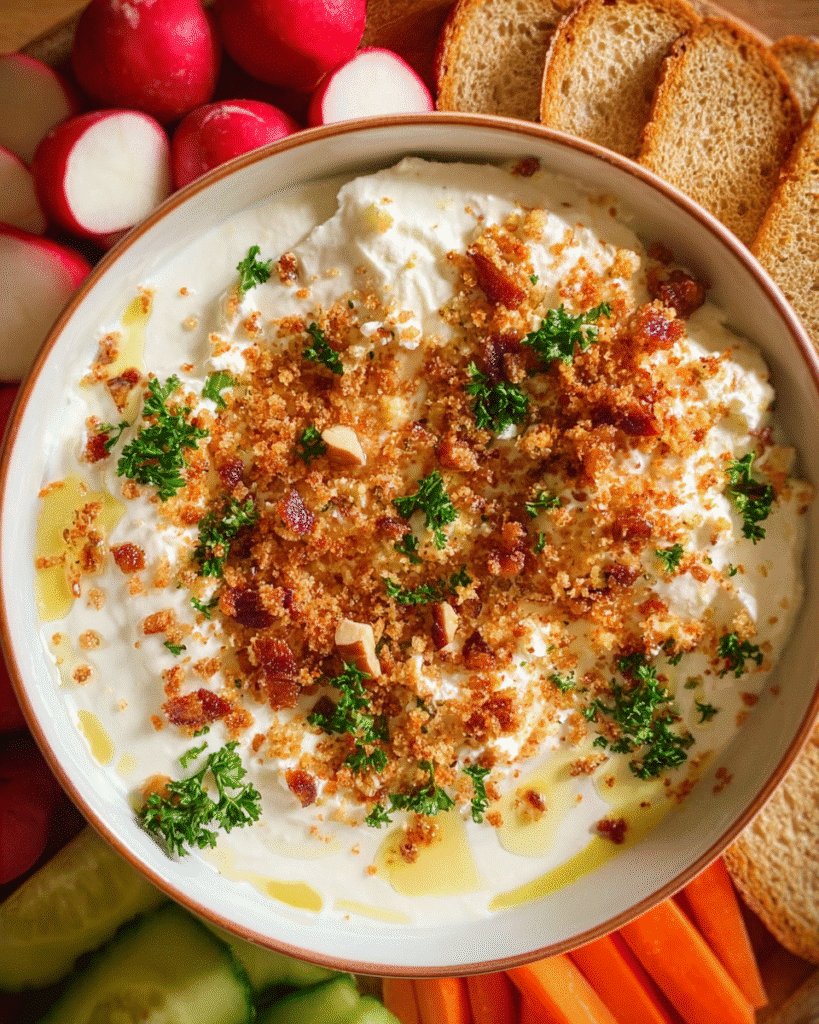 creamy whipped goat cheese with crispy topping