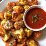 Crispy fried prosciutto tortellini served with tomato sauce