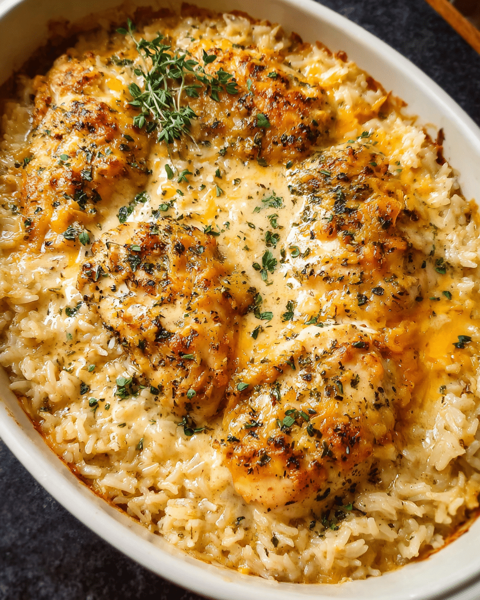 baked chicken and rice casserole fresh from oven