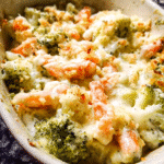 baked creamy vegetable casserole with cheese and breadcrumbs