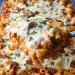 baked ziti with ricotta cheese fresh from oven