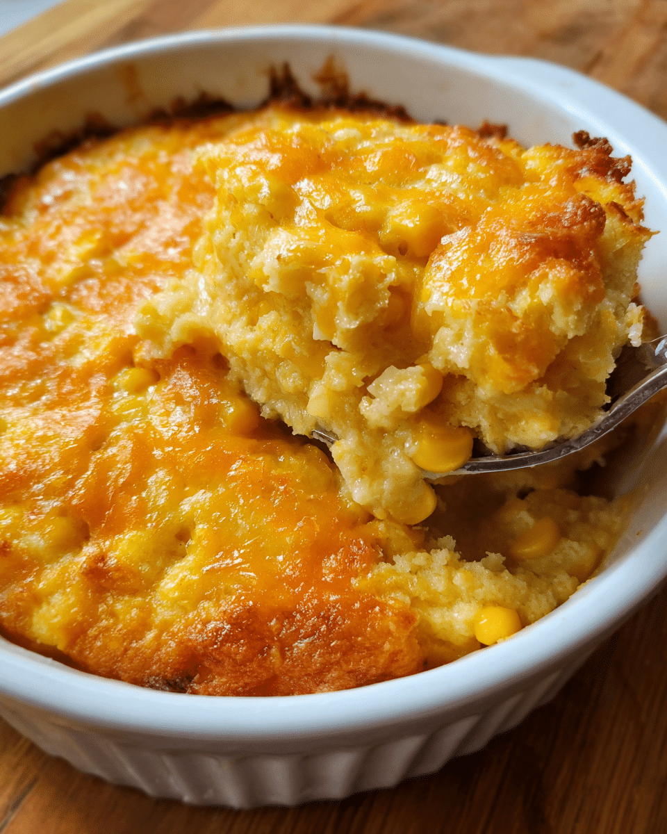 creamy cheesy corn casserole baked golden