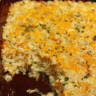 cheesy rice casserole fresh from oven