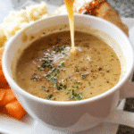 homemade chicken gravy served over mashed potatoes