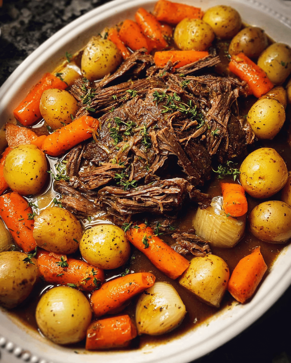 slow cooker pot roast with carrots and potatoes