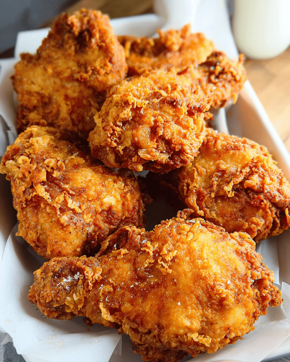 Golden southern fried chicken crispy with crunchy coating