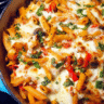 cheesy baked vegetable pasta fresh out of oven