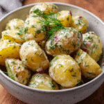 Creamy dill potato bake with fresh herbs and rich cream sauce