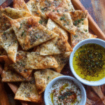 Homemade Mediterranean pita chips baked with zaatar seasoning