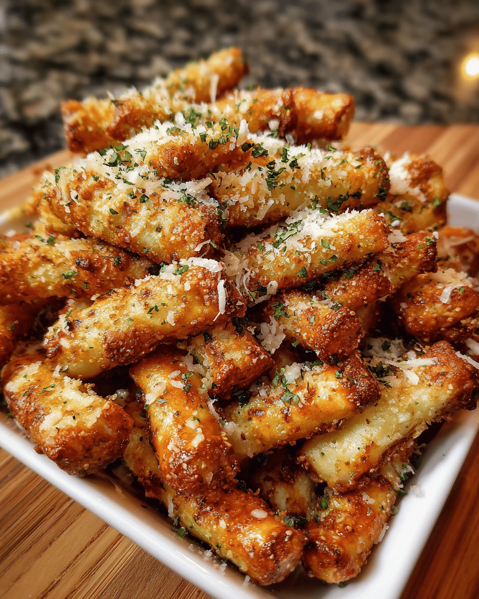 Homemade garlic parmesan pretzels baked until crispy and coated with buttery garlic seasoning