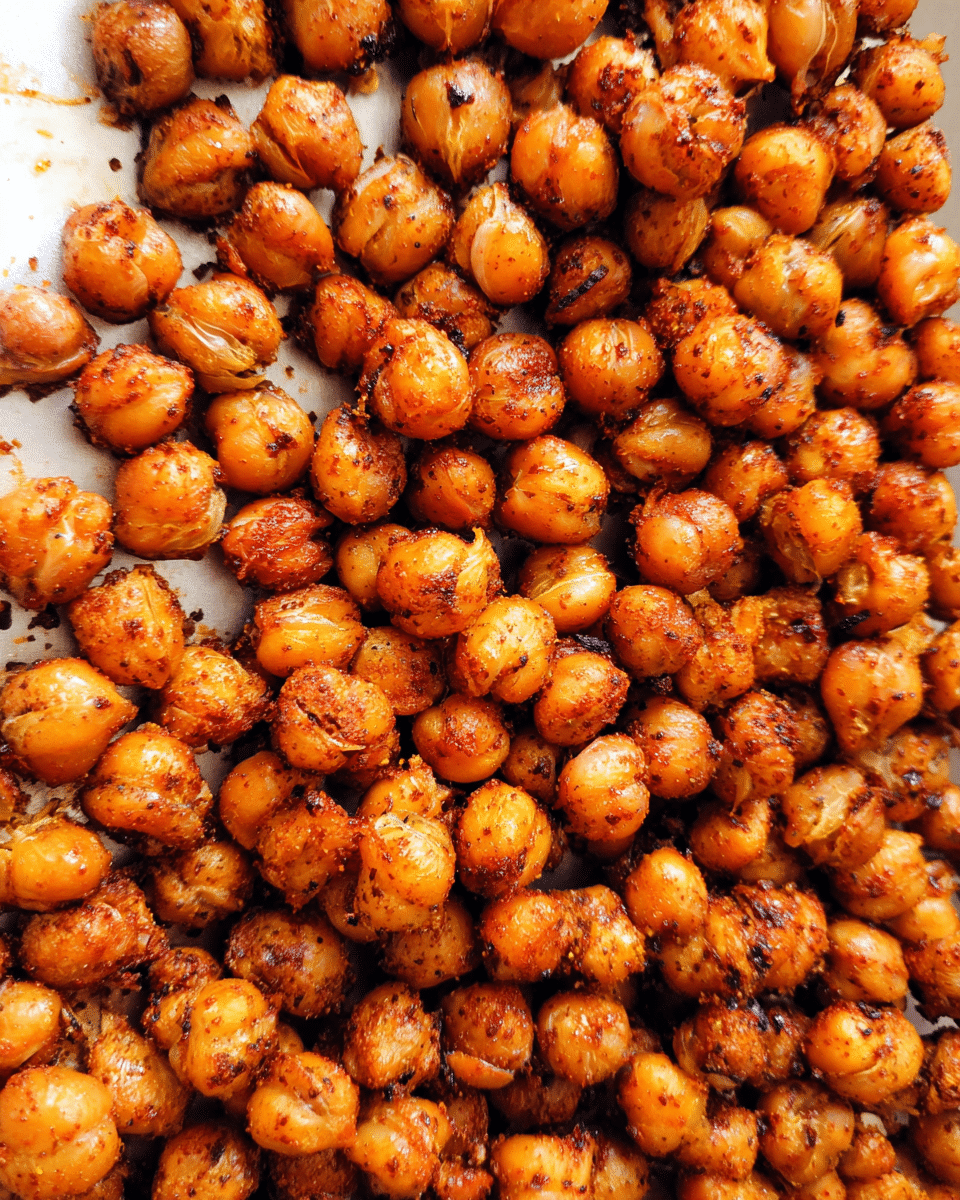 Bowl of roasted chickpea mix seasoned with sumac and smoked paprika